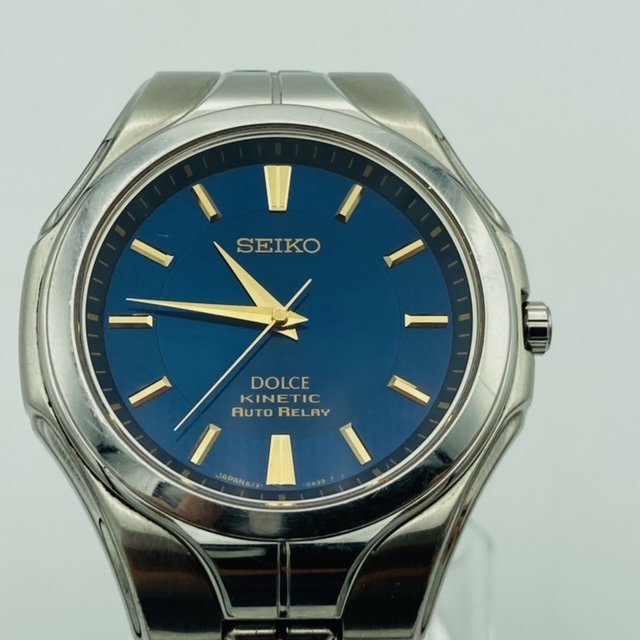 SEIKO セイコー DOLCE ドルチェ キネティック オートリレー 5J21-0A40 シルバー ブルー ゴールド　稼働　【鑑定本舗】