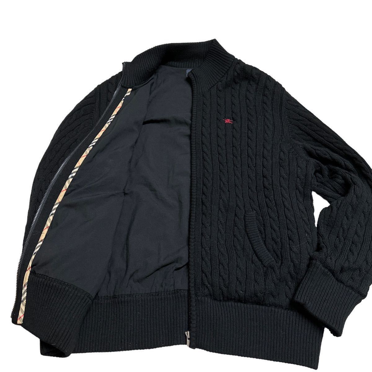 大きいサイズBURBERRYバーバリーゴルフジップアップケーブルニット 