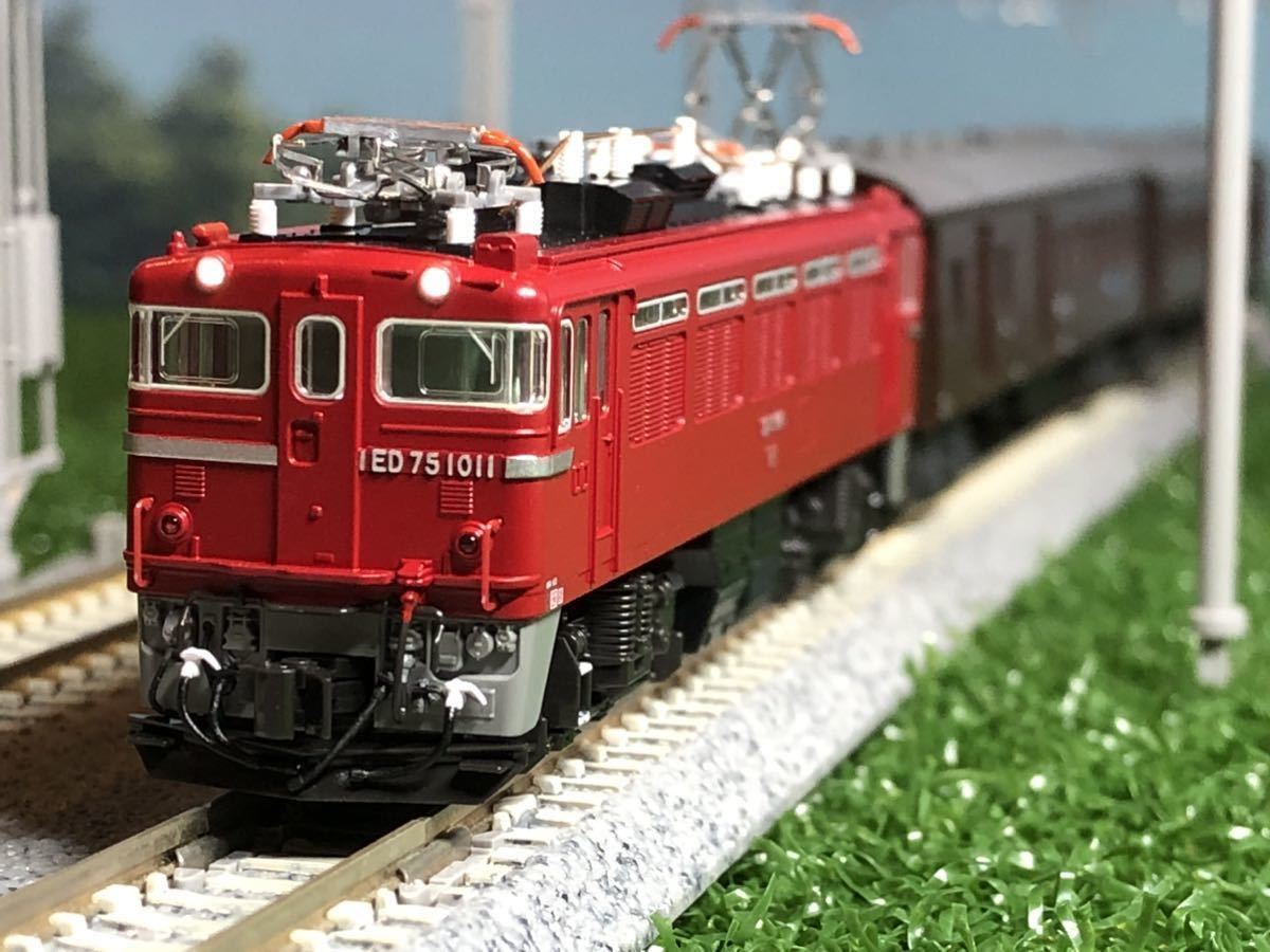 KATO 3075-4 ED75 1000前期形・新品加工品【 ED75 1011・日立】、高輝度常点灯ライトユニット搭載、ヘッドマーク2個付