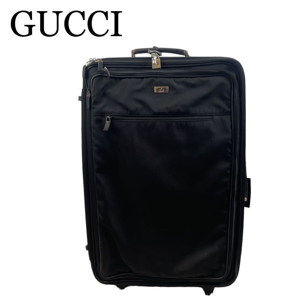 GUCCI グッチ キャリーケース ブラック黒 プレートロゴ 旅行 1スタ(1円