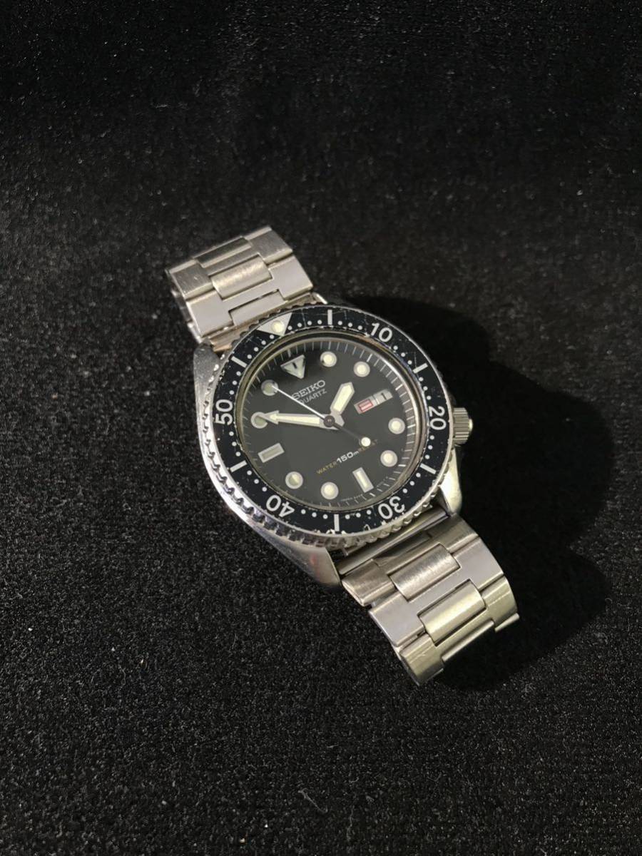 D806★SEIKO セイコー ダイバーズウォッチ 6458-6000 メンズ 腕時計 クォーツ デイテイト 黒文字盤 電池未交換
