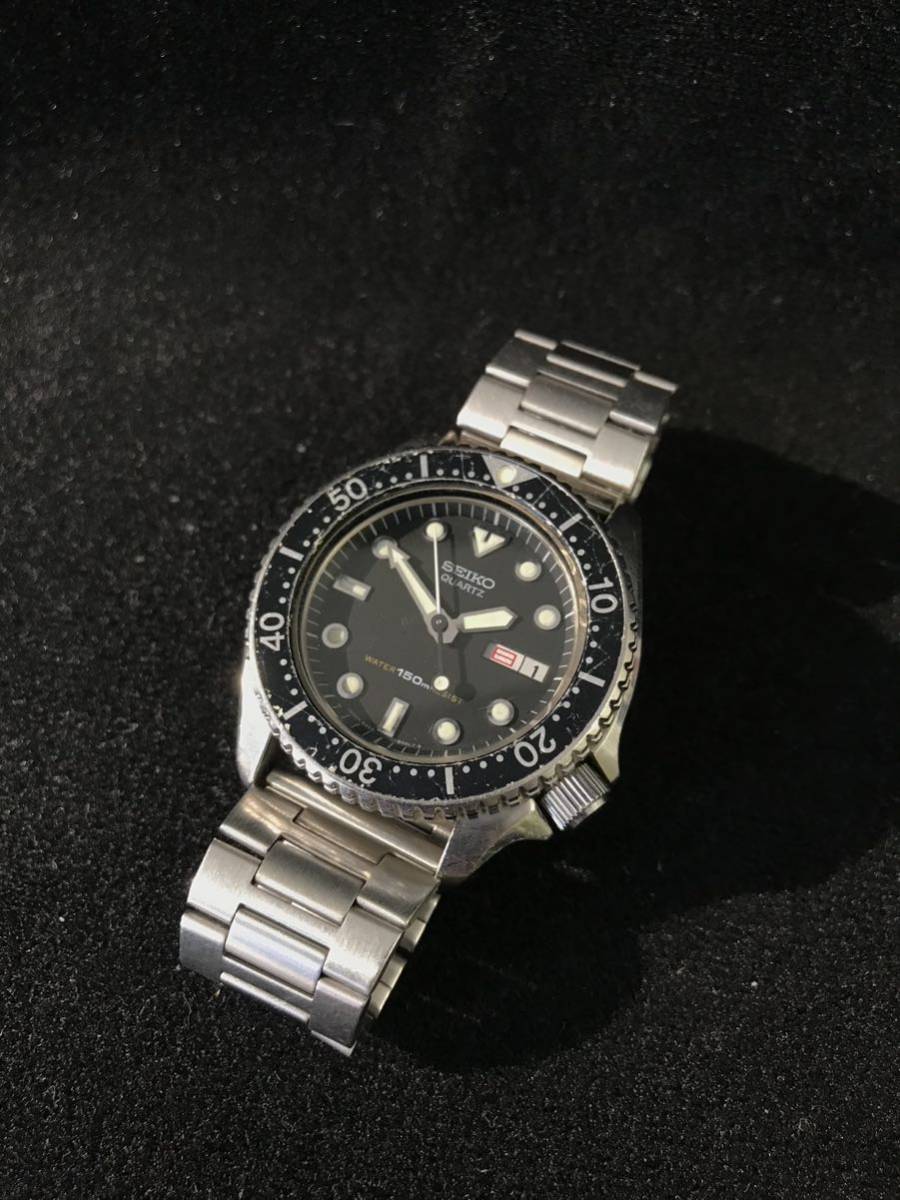 D806★SEIKO セイコー ダイバーズウォッチ 6458-6000 メンズ 腕時計 クォーツ デイテイト 黒文字盤 電池未交換 セイコー クオーツ 6458-6000 オレンジダイバー JA-0782| アン