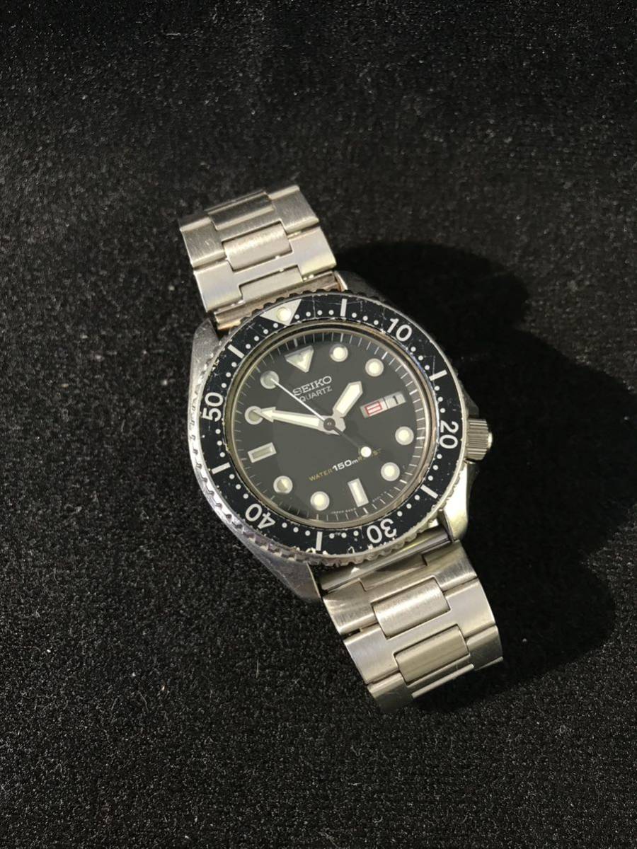 D806★SEIKO セイコー ダイバーズウォッチ 6458-6000 メンズ 腕時計 クォーツ デイテイト 黒文字盤 電池未交換 セイコー クオーツ 6458-6000 オレンジダイバー JA-0782| アン