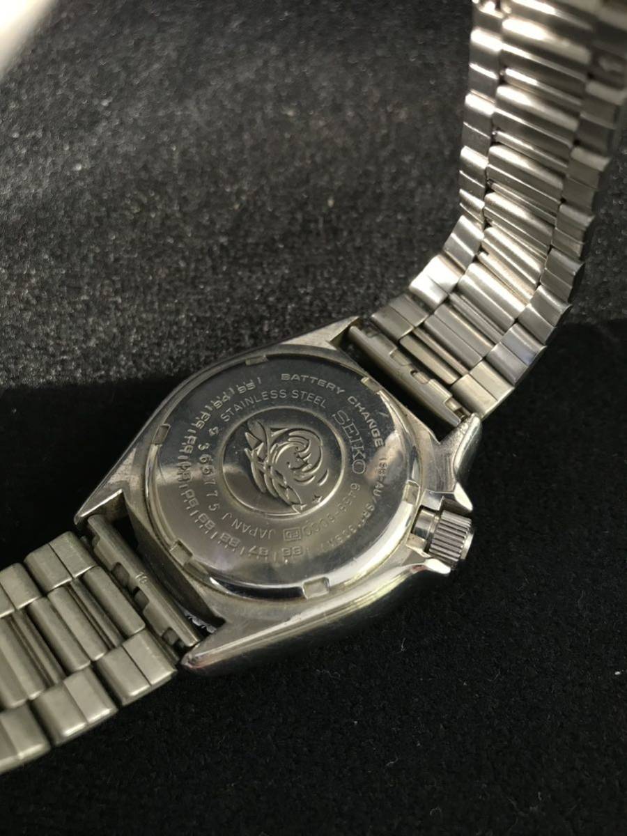 D806★SEIKO セイコー ダイバーズウォッチ 6458-6000 メンズ 腕時計 クォーツ デイテイト 黒文字盤 電池未交換 セイコー クオーツ 6458-6000 オレンジダイバー JA-0782| アン