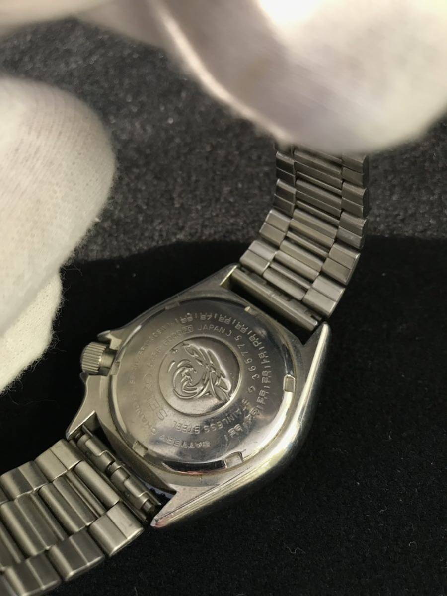 D806★SEIKO セイコー ダイバーズウォッチ 6458-6000 メンズ 腕時計 クォーツ デイテイト 黒文字盤 電池未交換 セイコー クオーツ 6458-6000 オレンジダイバー JA-0782| アン