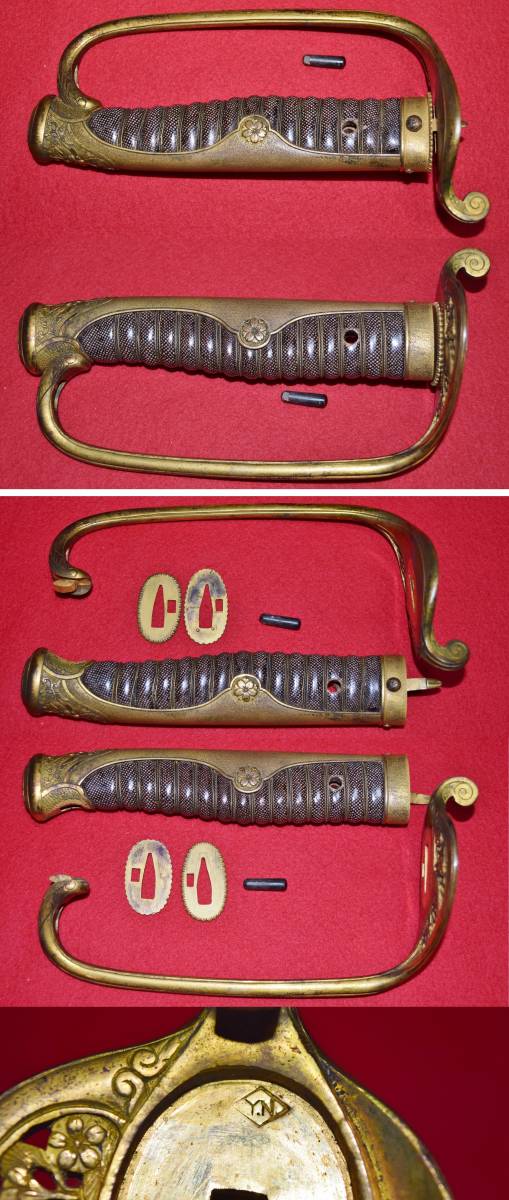 日本陸軍・旧型軍刀柄・駐爪付・両手握（日本軍日本海軍サーベル