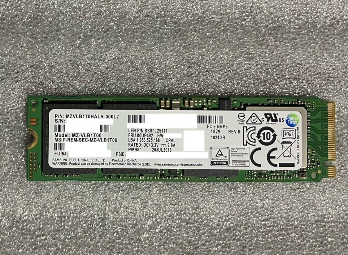 ◆送料無料◆M.2 SSD NVMe【SAMSUNG MZVLB1T0HALR】1TB 1本