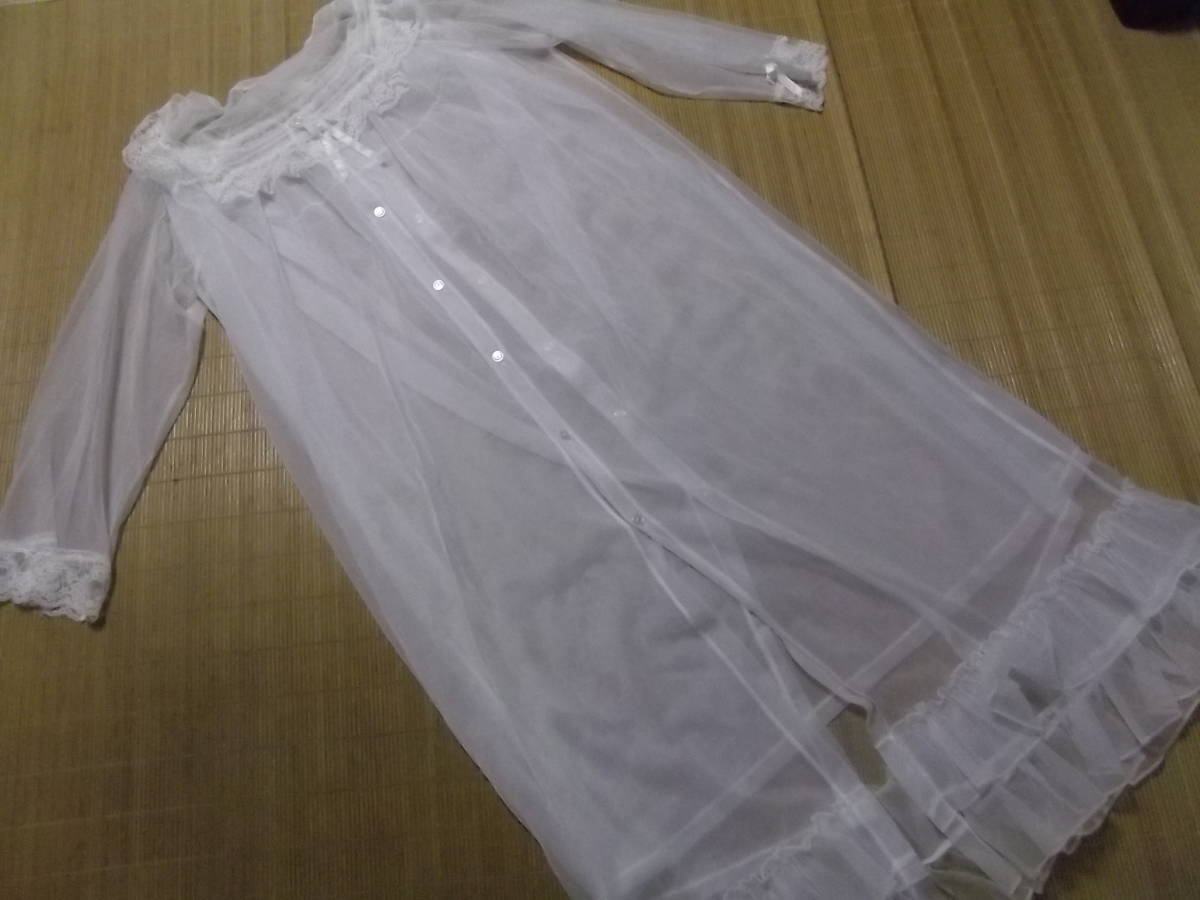 新品　白　シースルー　前開き　ネグリジェ