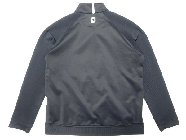 ★FootJoy フットジョイ★トラックジャケットXL/黒FJメンズゴルフウェアブルゾンジャンパージャージ裏起毛フリースジャケットブラック