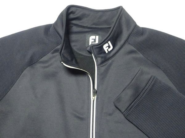 ★FootJoy フットジョイ★トラックジャケットXL/黒FJメンズゴルフウェアブルゾンジャンパージャージ裏起毛フリースジャケットブラック