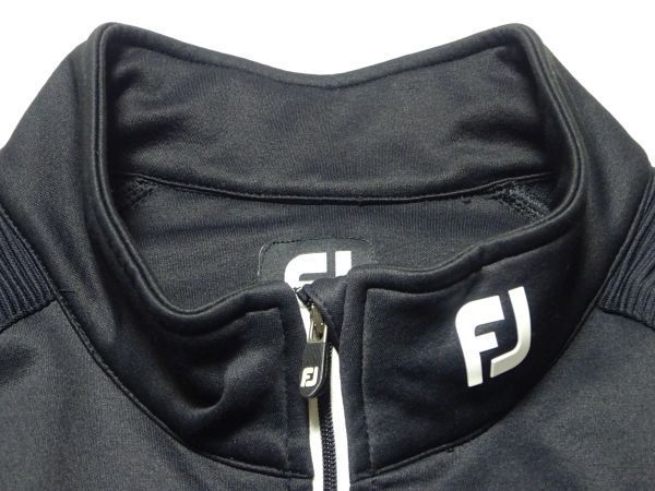 ★FootJoy フットジョイ★トラックジャケットXL/黒FJメンズゴルフウェアブルゾンジャンパージャージ裏起毛フリースジャケットブラック