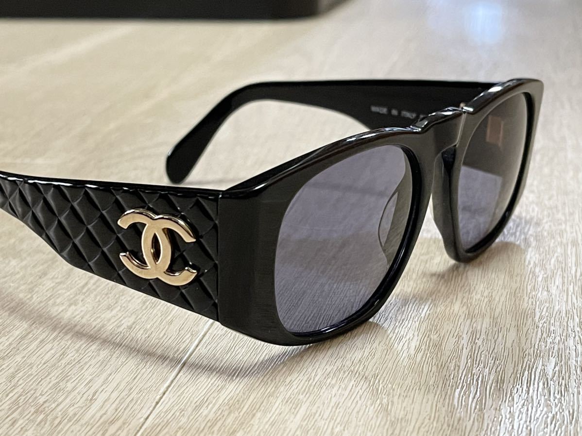 1000円～！正規品 美品 シャネル CHANEL ココマーク マトラッセ サングラス ヴィンテージ 黒色 ゴールド