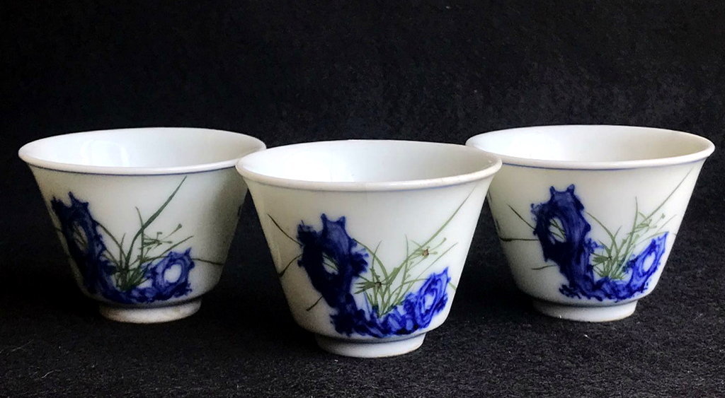 中国古玩 唐物 清代 染付 青華 玉堂佳器 款 花瓶 古作 時代物 初だし品