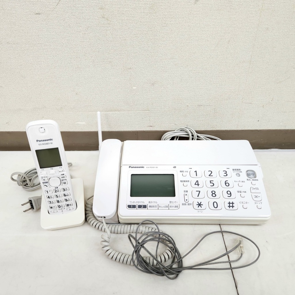 Panasonic パナソニック パーソナルFAX KX-PD301-W 子機 KX-FKD401-W セット 電話機 ファクシミリ K1436