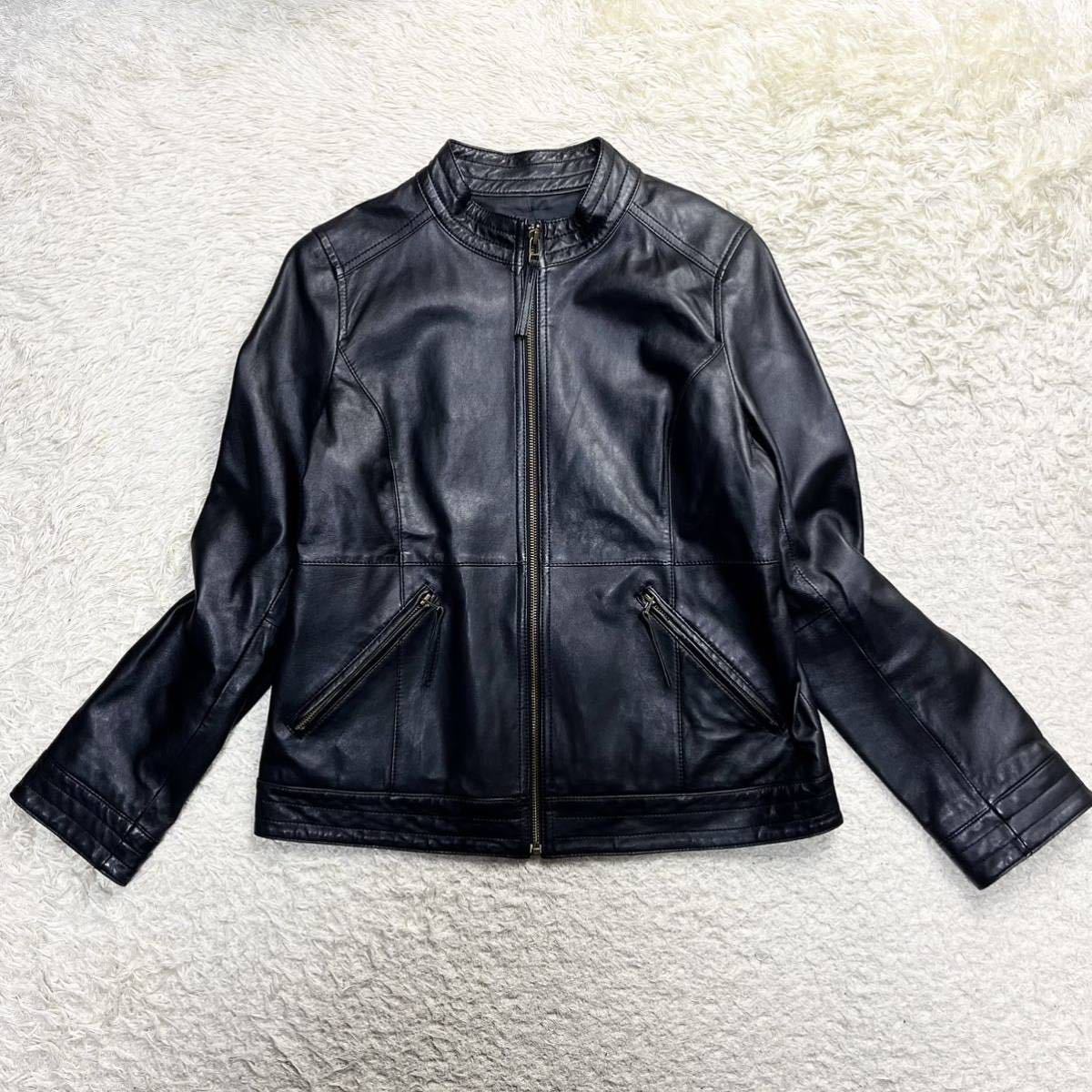 美品】 mujent ミュージェント ラムレザー ジャケット 羊革 ノーカラー 