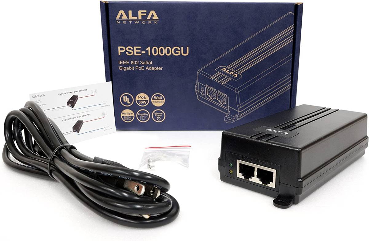 ALFA NETWORK ALFA PSE-1000GU 48V 30W ギガビット Giga PoEインジェクター IEEE802.3at/af対応　WAPM-1266R動作確認済み UL認証取得_1