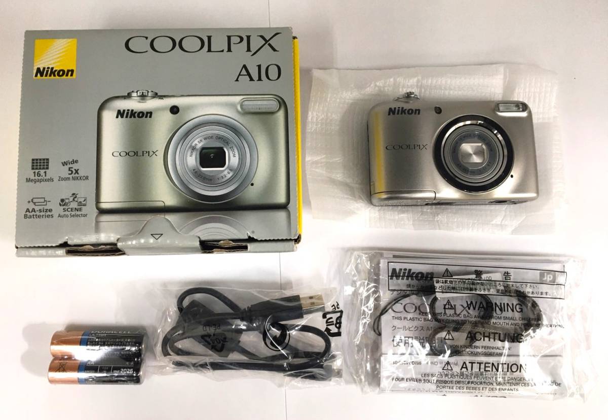4834【中古品】Nikon ニコン デジタルカメラ COOLPIX A10 シルバー 