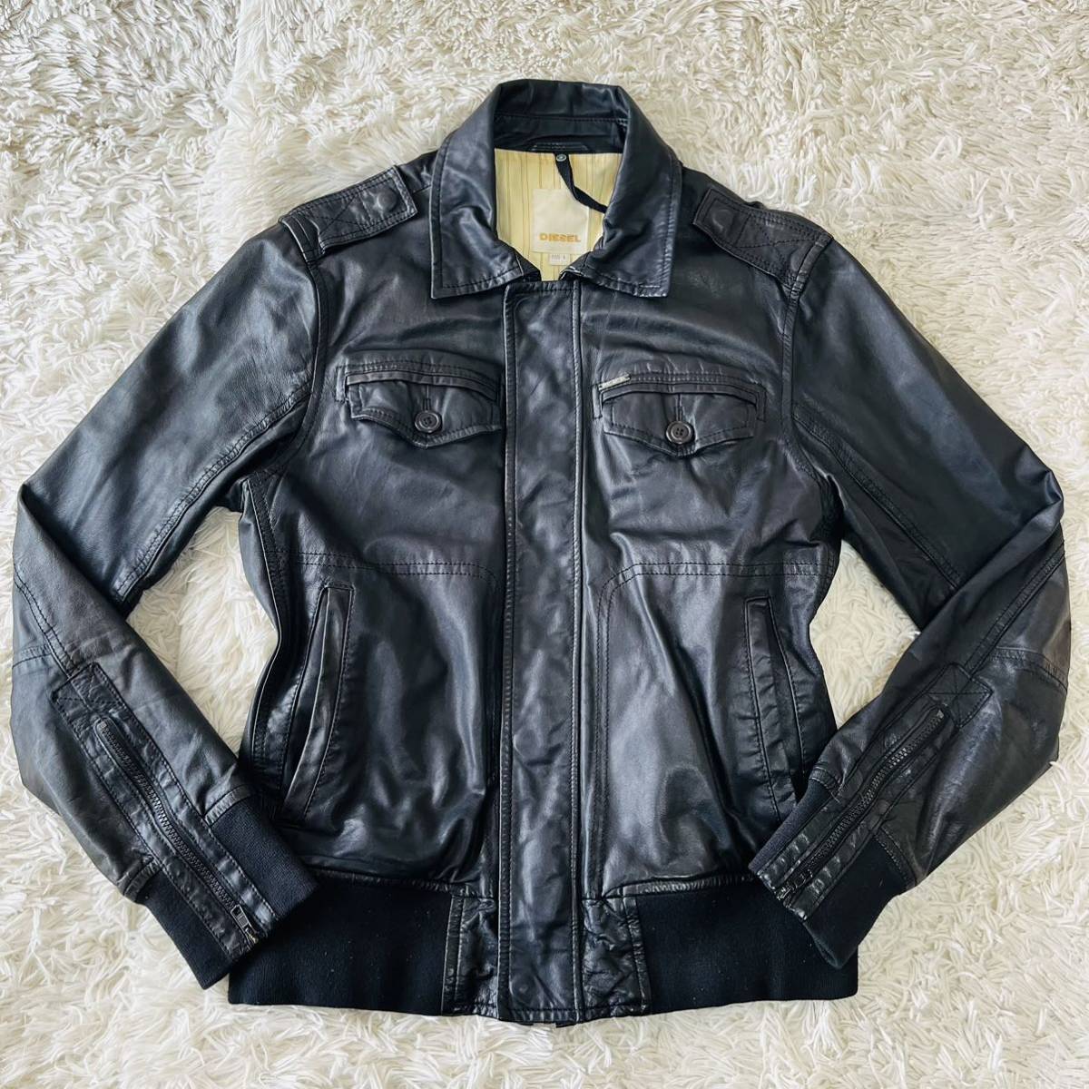 ディーゼル diesel ライダース ジャケット ラムレザーの通販 Lサイズ 