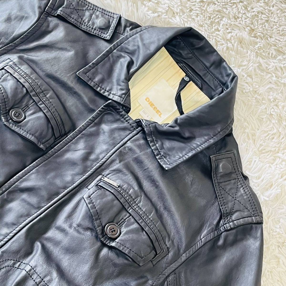 ディーゼル『極上のトロトロ感』DIESEL ロゴプレート ラムレザー 羊革 