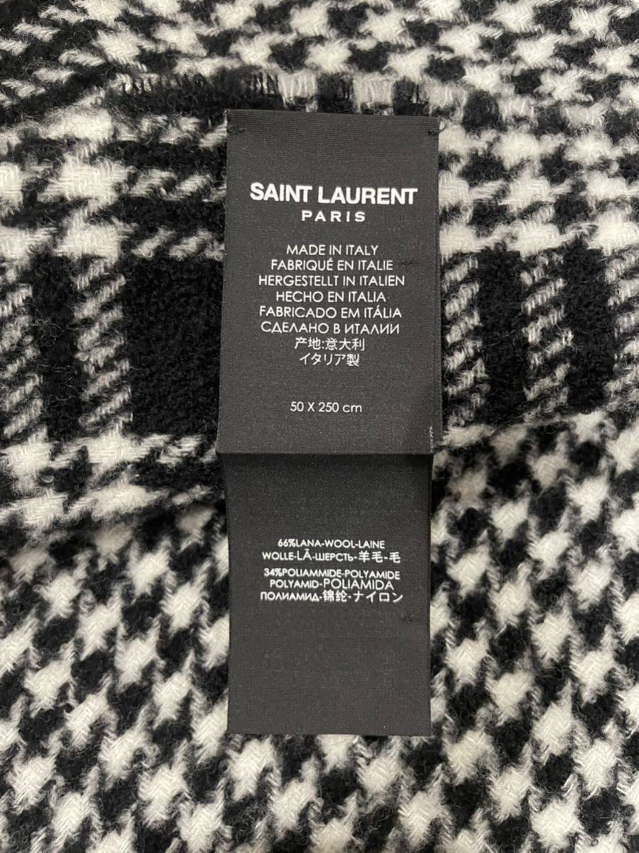 国内正規品　SAINT LAURENT PARIS サンローランパリ 大判ストール スカーフ ブラック ホワイト　千鳥柄