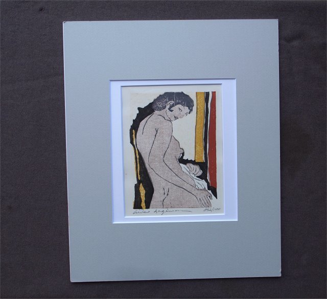 ★【真作】萩原英雄「裸婦」842/1000　シート　マット42×34.5㎝　長期保管品