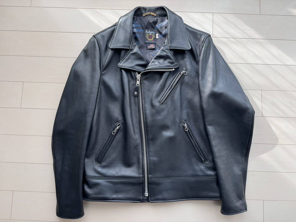 STUSSY Schott レザージャケット 中古美品 サイズL ステューシー ショット ワンスター 革ジャン ダブルライダース ライダースジャケット