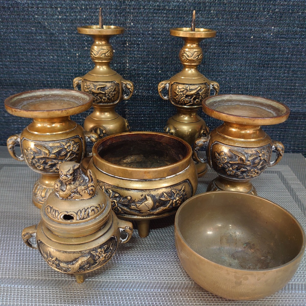 高級仏具7点セット　香炉　花立　法具　仏壇