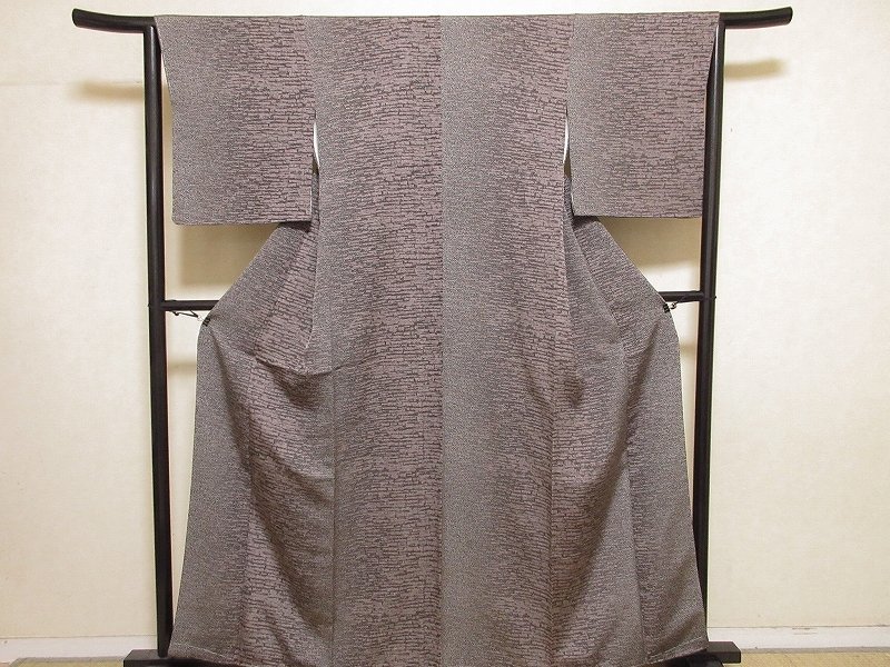 ドークブア■小紋　横段　たたき　鳩羽鼠　黒　しつけ付　極上の逸品　☆　117