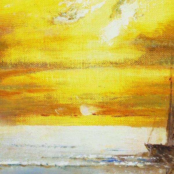 真作】【WISH】岡田旭峰「朝焼」油彩 4号 1988年作 ◇一枚の絵取扱