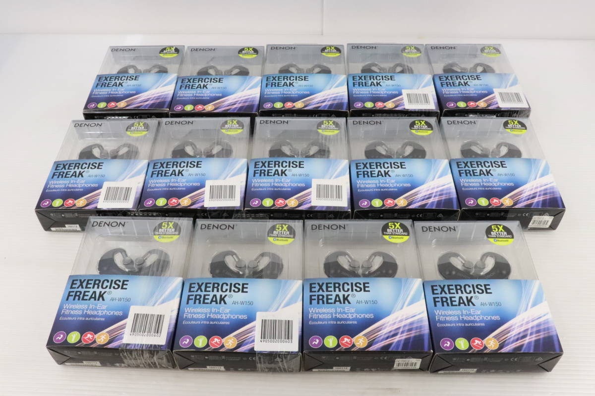 1円～★未使用★DENON デノン Bluetooth ワイヤレスインナーイヤーヘッドホン まとめて14点セット まとめ売り 大量 AH-W150 防滴仕様 Q448