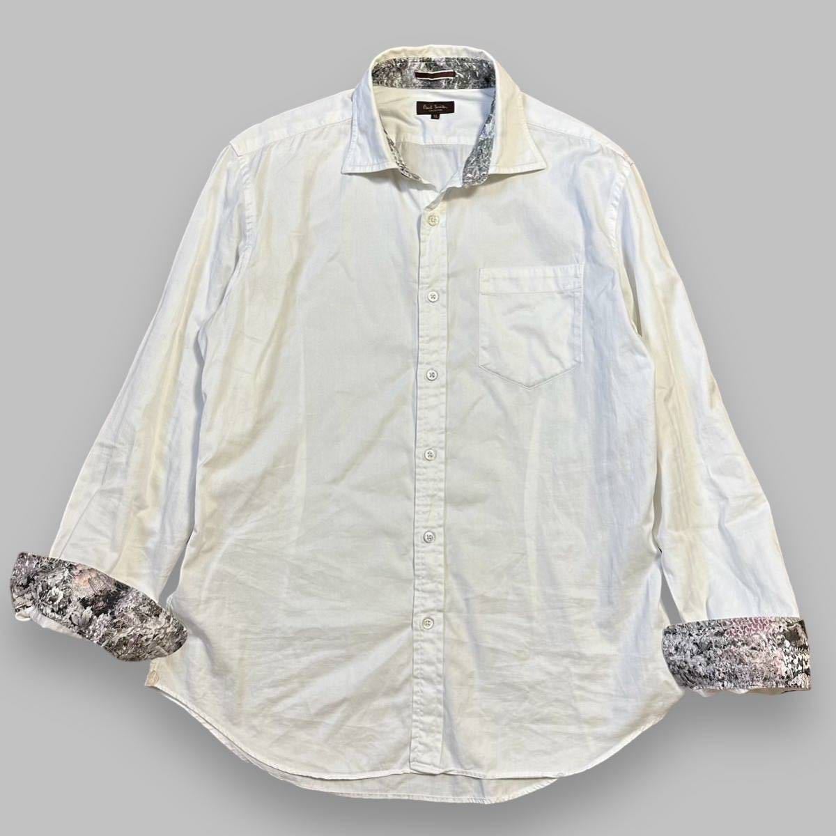 Paul Smith ポールスミス 花柄 裏地 長袖 白シャツ ( XL ) シャツ