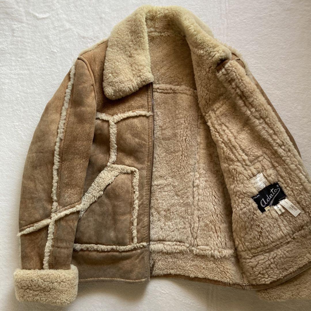 ムートンジャケット 山羊革 リアルレザー ボア キャメル 極暖