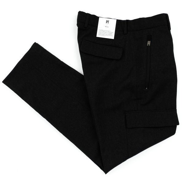 【新品未使用】PT Torino ピーティートリノ◆46◆ACTIVE「LAMDA」◆ストレッチ フラノ ウオッシャブル ウール カーゴ パンツ◆ダークグレー