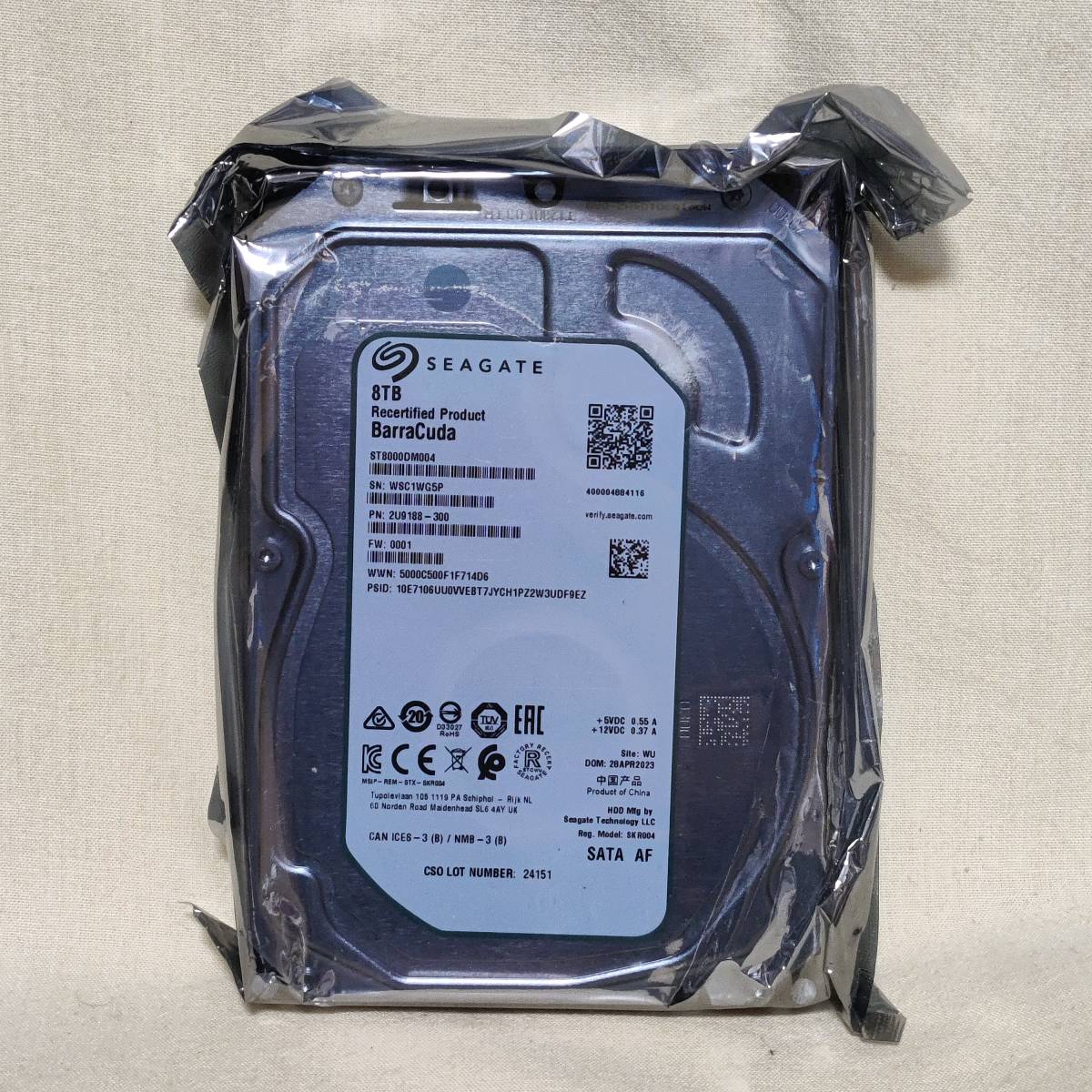 C1WG5P】SEAGATE BarraCuda ST8000DM004 HDD 8TB 修理交換品 未使用