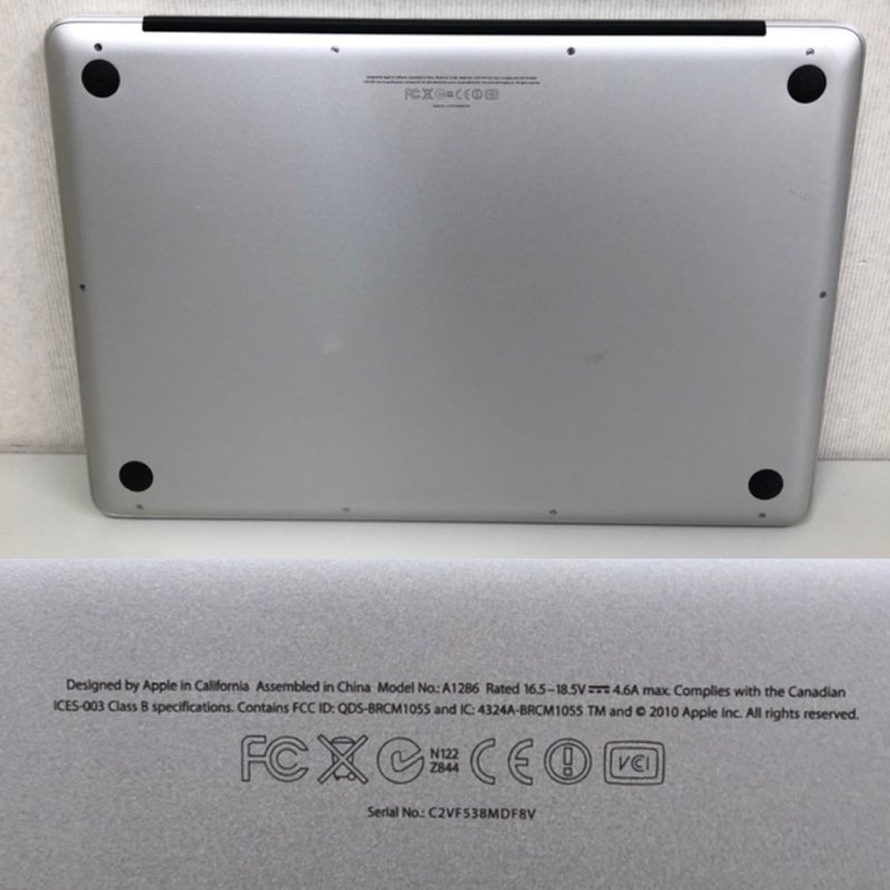 ジャンク】Apple MacBook Pro 15inch Early 2011 MC721J/A HighSierra