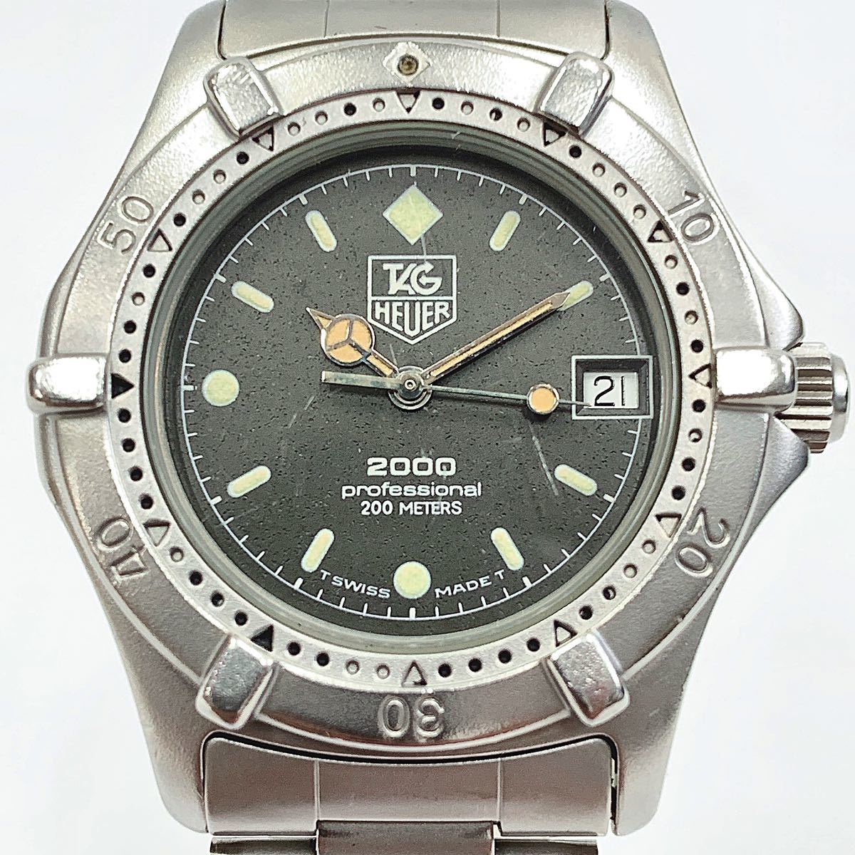 動作品 TAG HEUER タグ・ホイヤー 2000 Professional 962.013 クォーツ メンズ腕時計 黒文字盤 ベルト純正 電池交換済み R阿1014☆