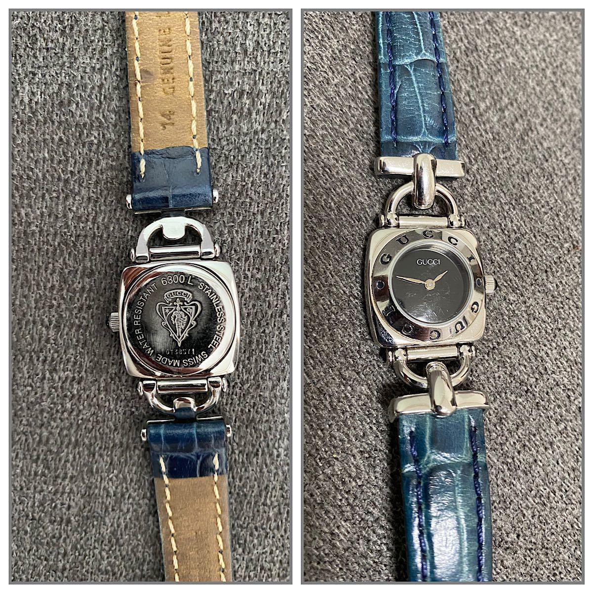 稼動品 GUCCI グッチ GG 腕時計 6300L クォーツ シルバー金具 ホース 