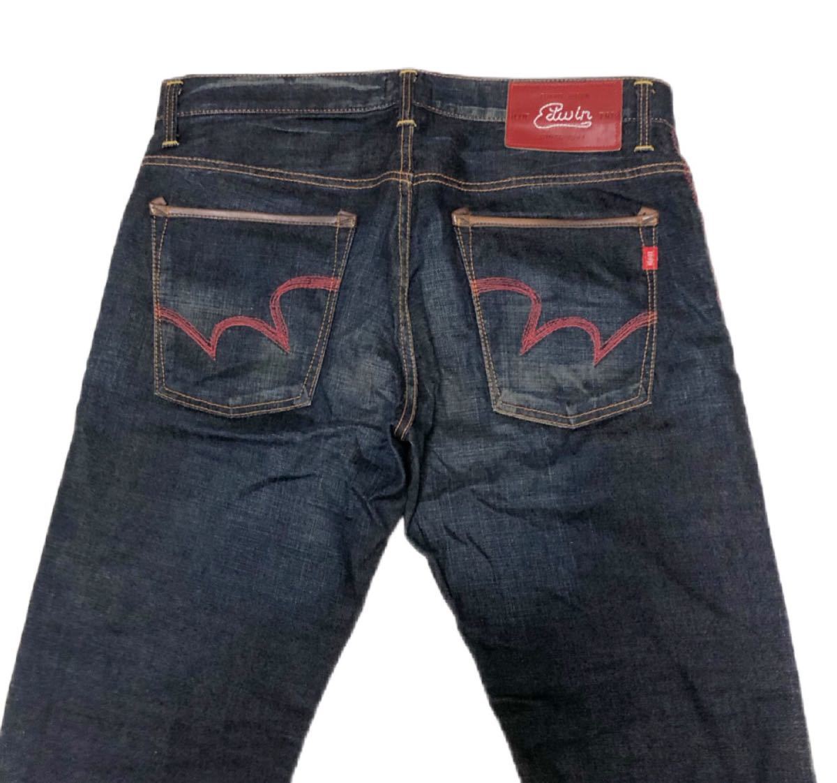9271 大きいサイズ《EDWIN エドウィン》BTJ03 BLUE TRIP 濃紺 ストレッチ素材 インディゴデニム ジーンズ 34