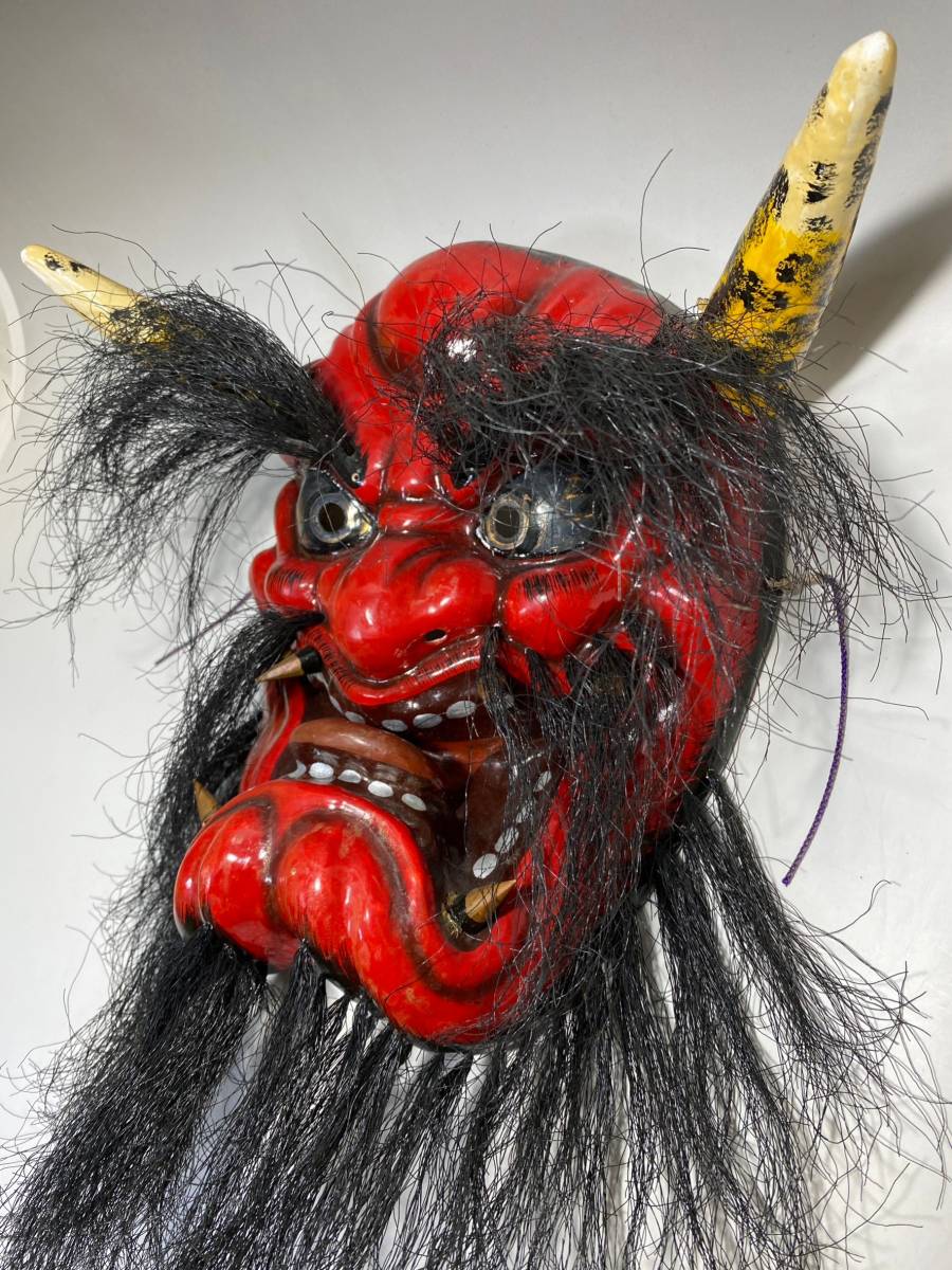 石見神楽面 鬼 赤鬼 魔除け インテリア 伝統芸能 壁掛 面 伝統工芸