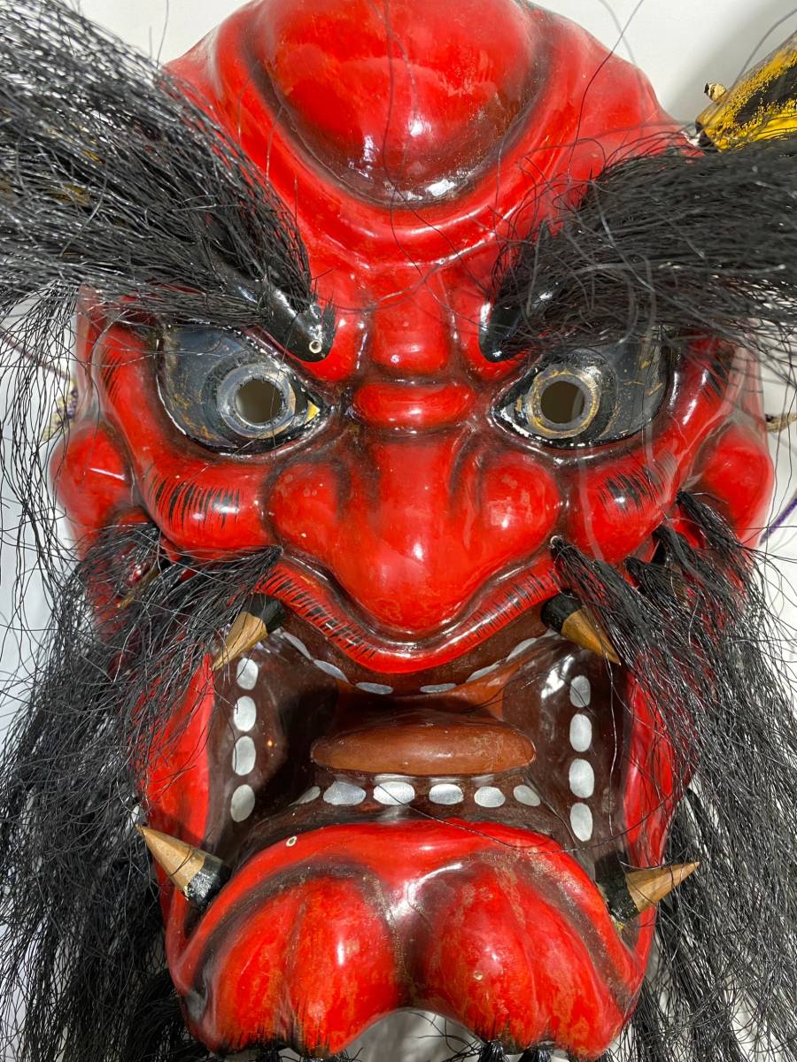 石見神楽面 鬼 赤鬼 魔除け インテリア 伝統芸能 壁掛 面 伝統工芸