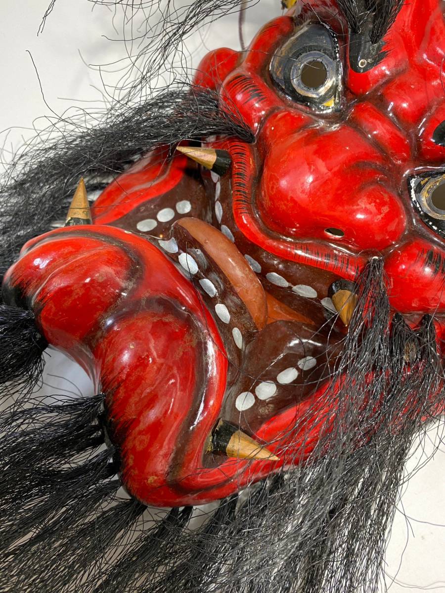 石見神楽面 鬼 赤鬼 魔除け インテリア 伝統芸能 壁掛 面 伝統工芸