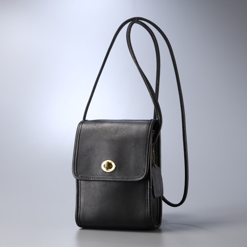 SGO5379▼USA製▼オールドコーチ《9893 Scooter Bag スクーターバッグ》グローブレザー*ミニショルダーバッグ*ポシェット*鞄*vintage*黒