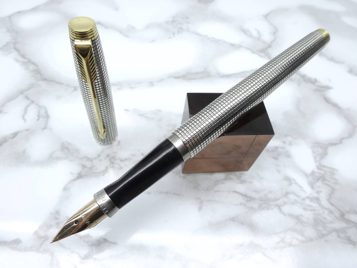 PARKER 75 シズレ スターリングシルバー 万年筆14Kニブ 字幅F