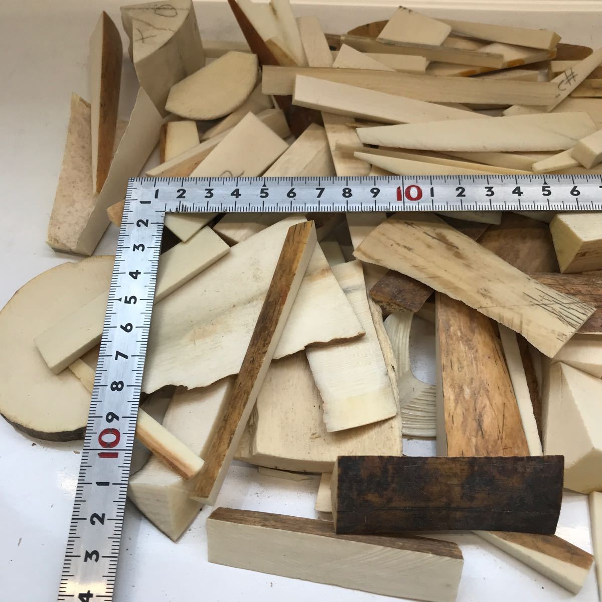 1115-1079g 色々加工用素材・彫刻用素材・マンモス・牛角・端材等々