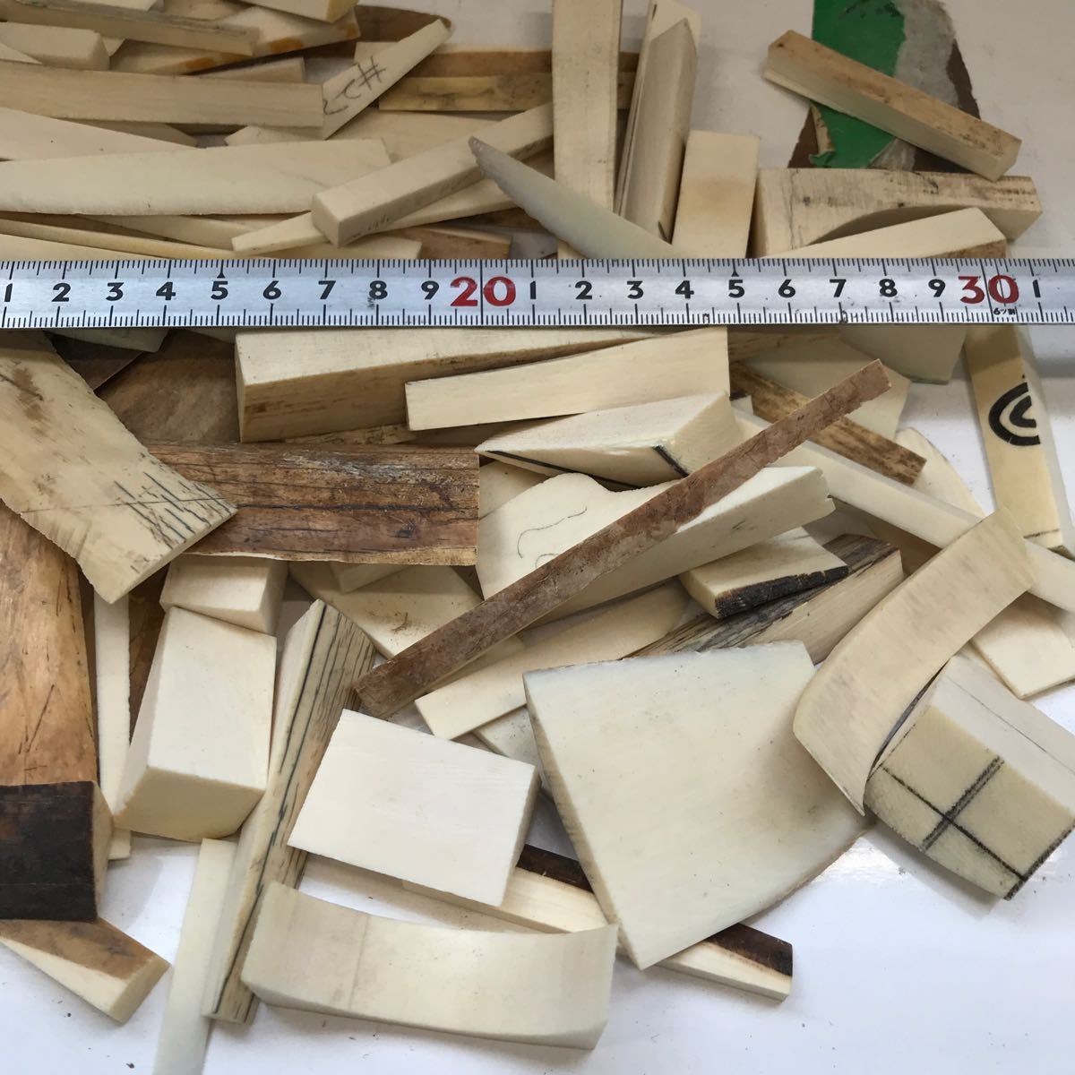 1115-1079g 色々加工用素材・彫刻用素材・マンモス・牛角・端材等々