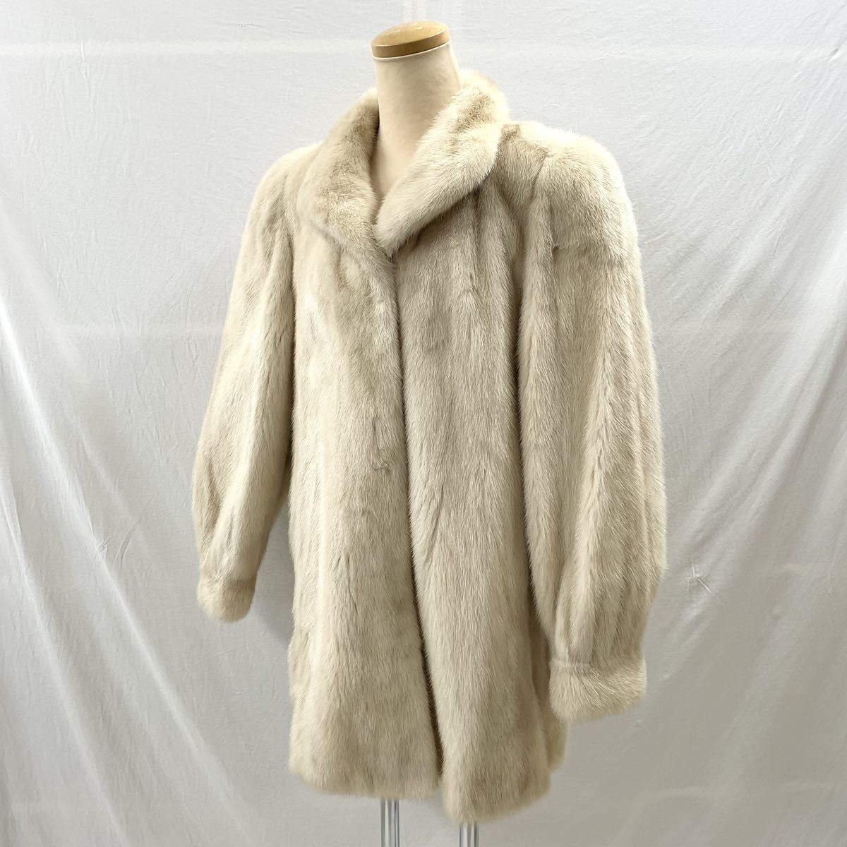 レディース moon bat fur ファージャケット ミンク ホワイト 毛皮コート 白