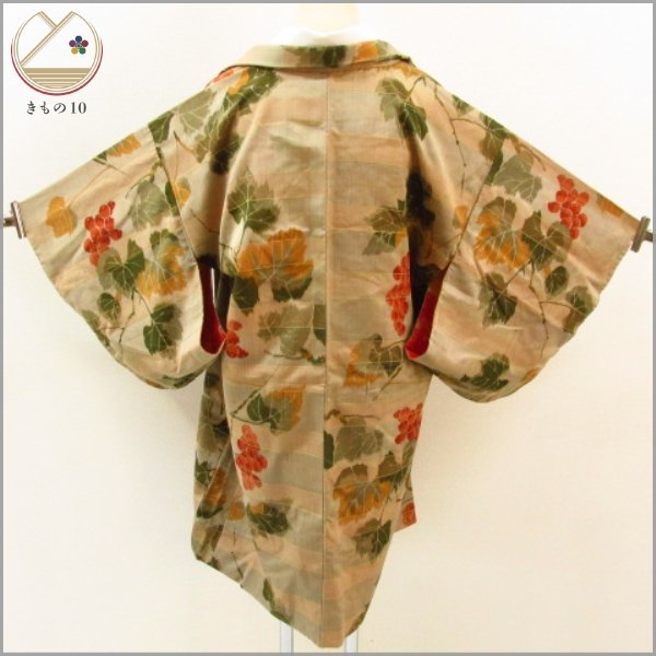 ☆着物10☆ 1円 絹 長羽織 アンティーク 銘仙 袷 身丈92cm 裄62cm [同