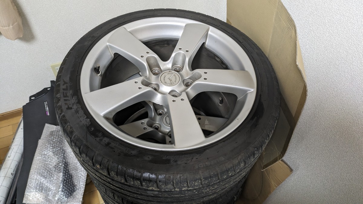 RX-8純正 18インチ8j50 アルミホイールタイヤ付き。225/45/18