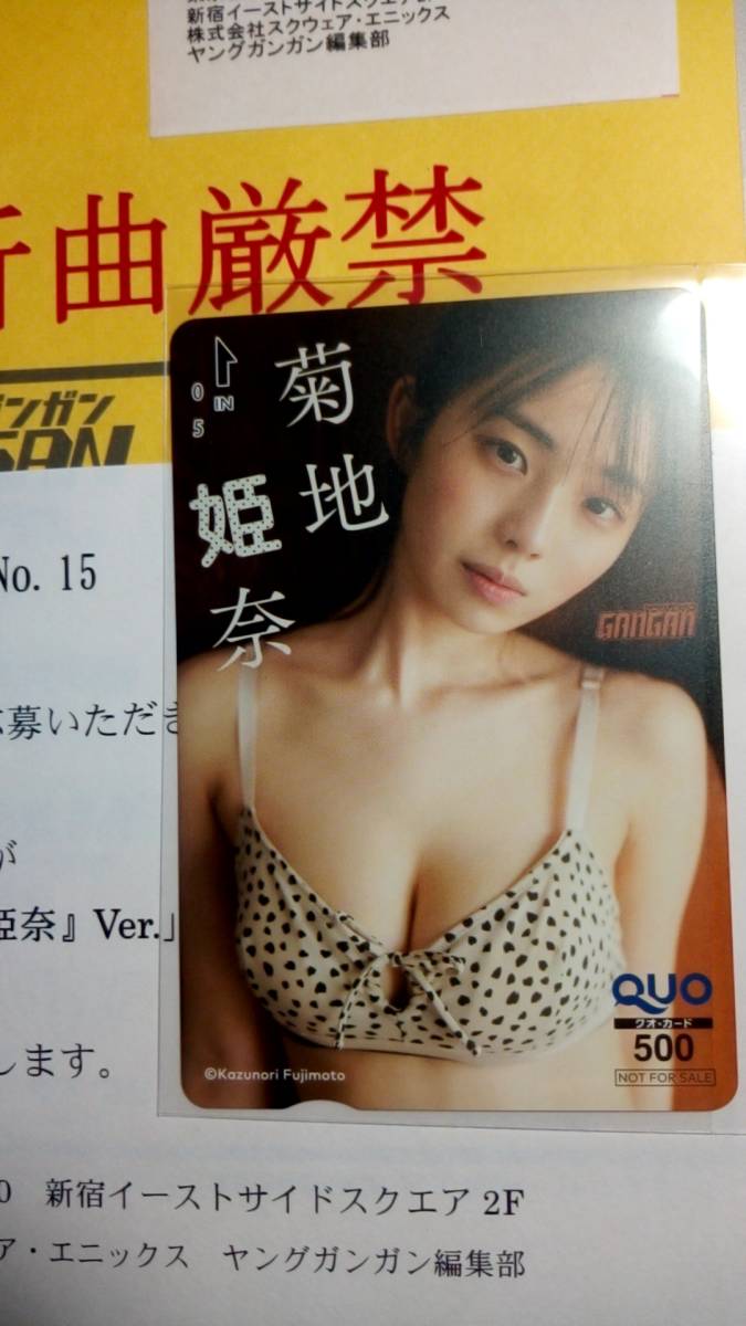 抽プレ当選　菊地姫奈　ヤングガンガン　クオカード　当選通知　封筒