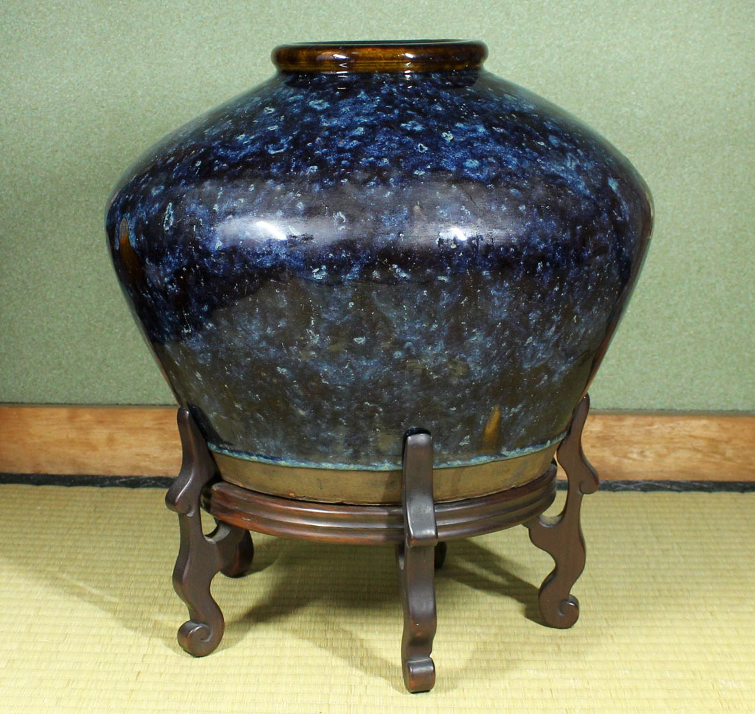銘品 唐物海鼠釉大壷 唐木台・清時代 中国古玩 | 1STSSS.COM